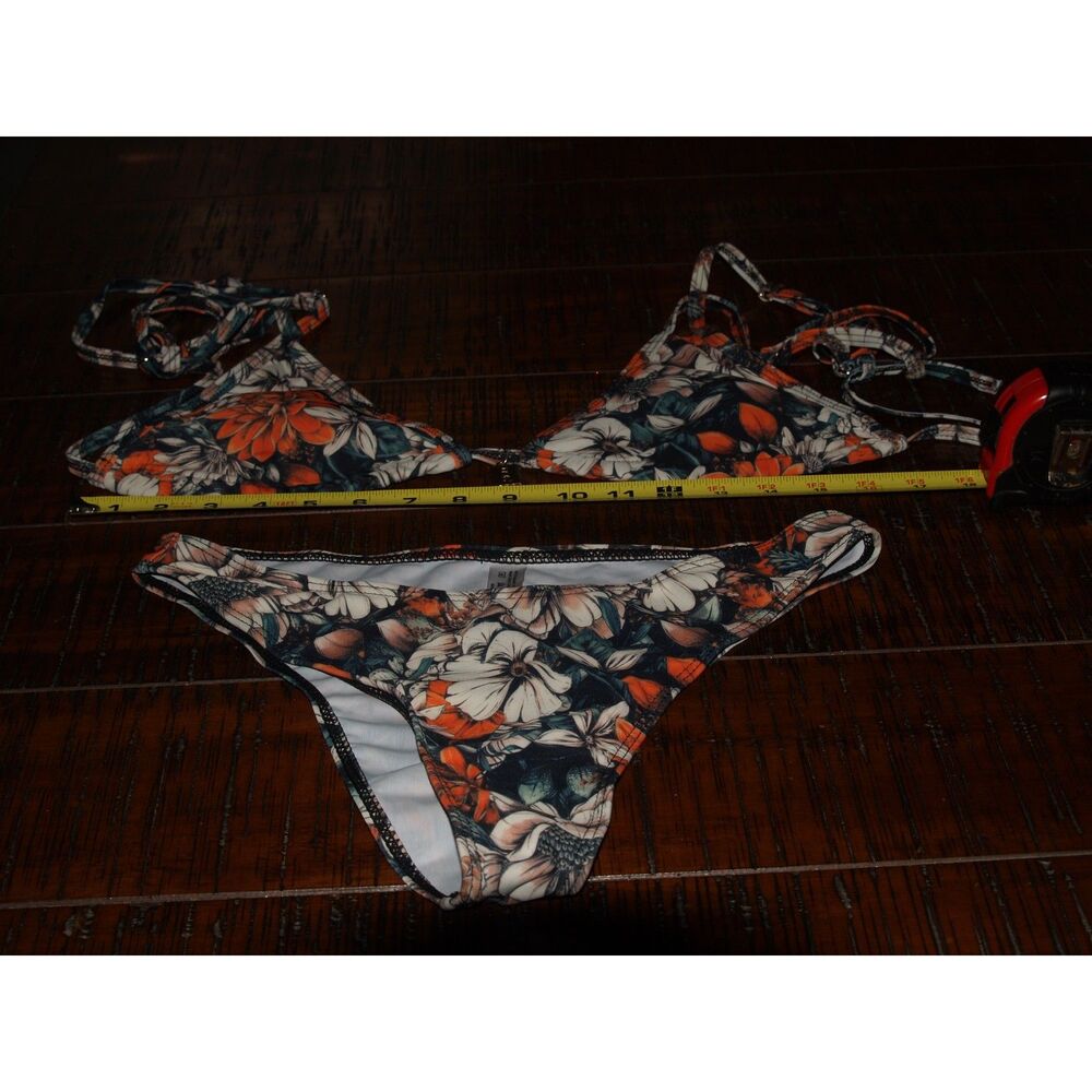 SHEIN Tropical Floral Triangle Bikini Set - Size Medium